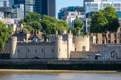 Entry to the traitors' gate of the Tower of London. seen from other side of the Thames.